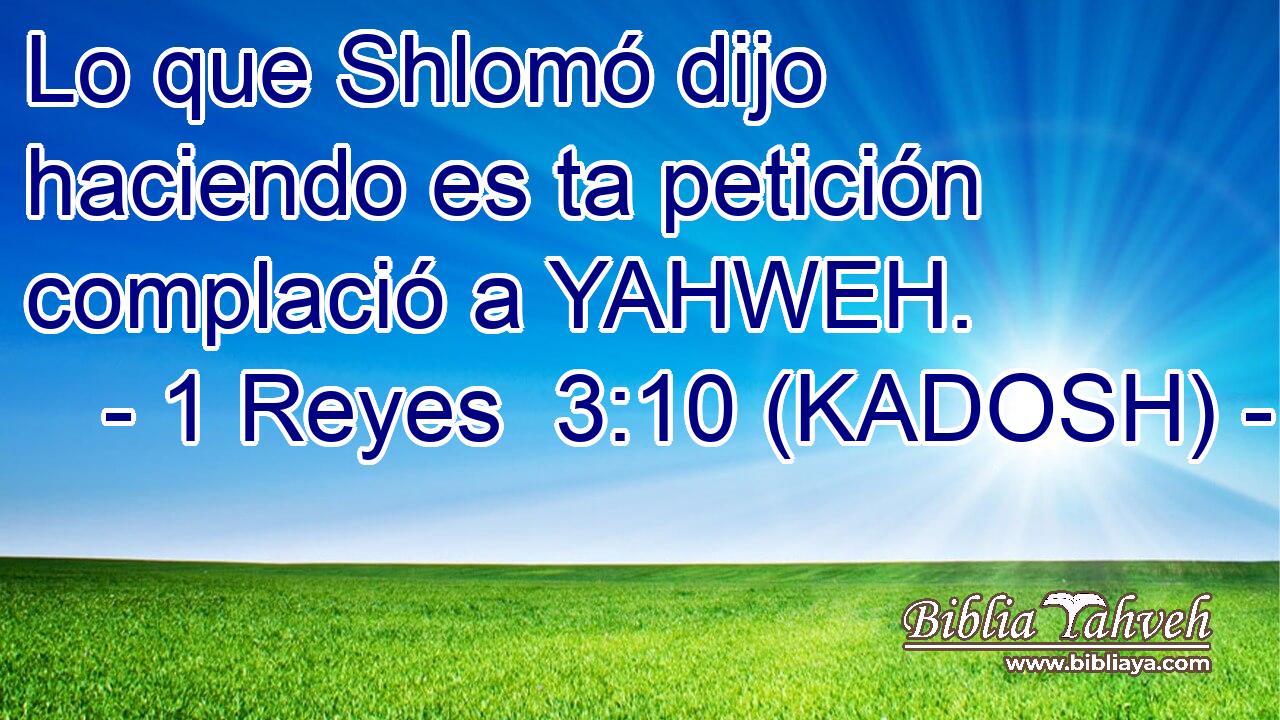  Lo que Shlomó dijo haciendo es ta petición complació a YAHWEH. 