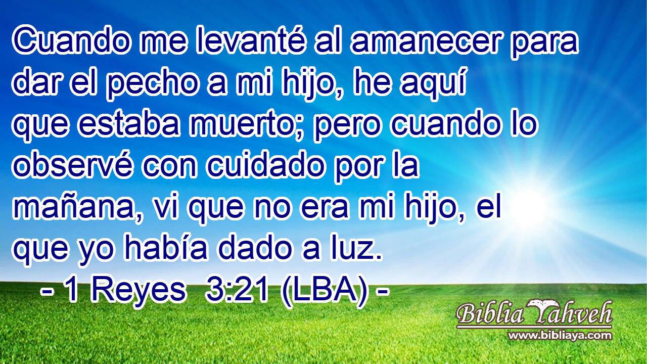 Cuando me levanté al amanecer para dar el pecho a mi hijo, he aquí que estaba muerto; pero cuando lo observé con cuidado por la mañana, vi que no era mi hijo, el que yo había dado a luz.