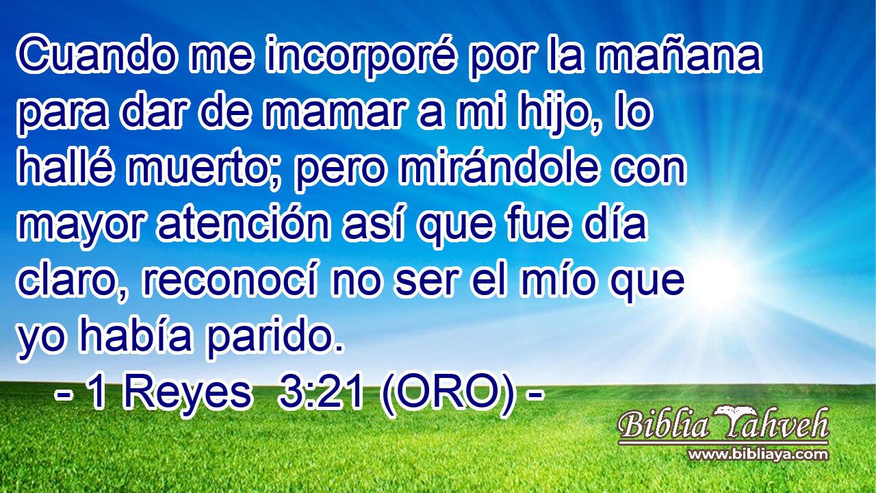  Cuando me incorporé por la mañana para dar de mamar a mi hijo, lo hallé muerto; pero mirándole con mayor atención así que fue día claro, reconocí no ser el mío que yo había parido. 