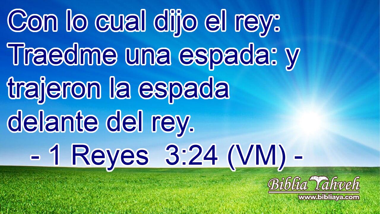  Con lo cual dijo el rey: Traedme una espada: y trajeron la espada delante del rey. 