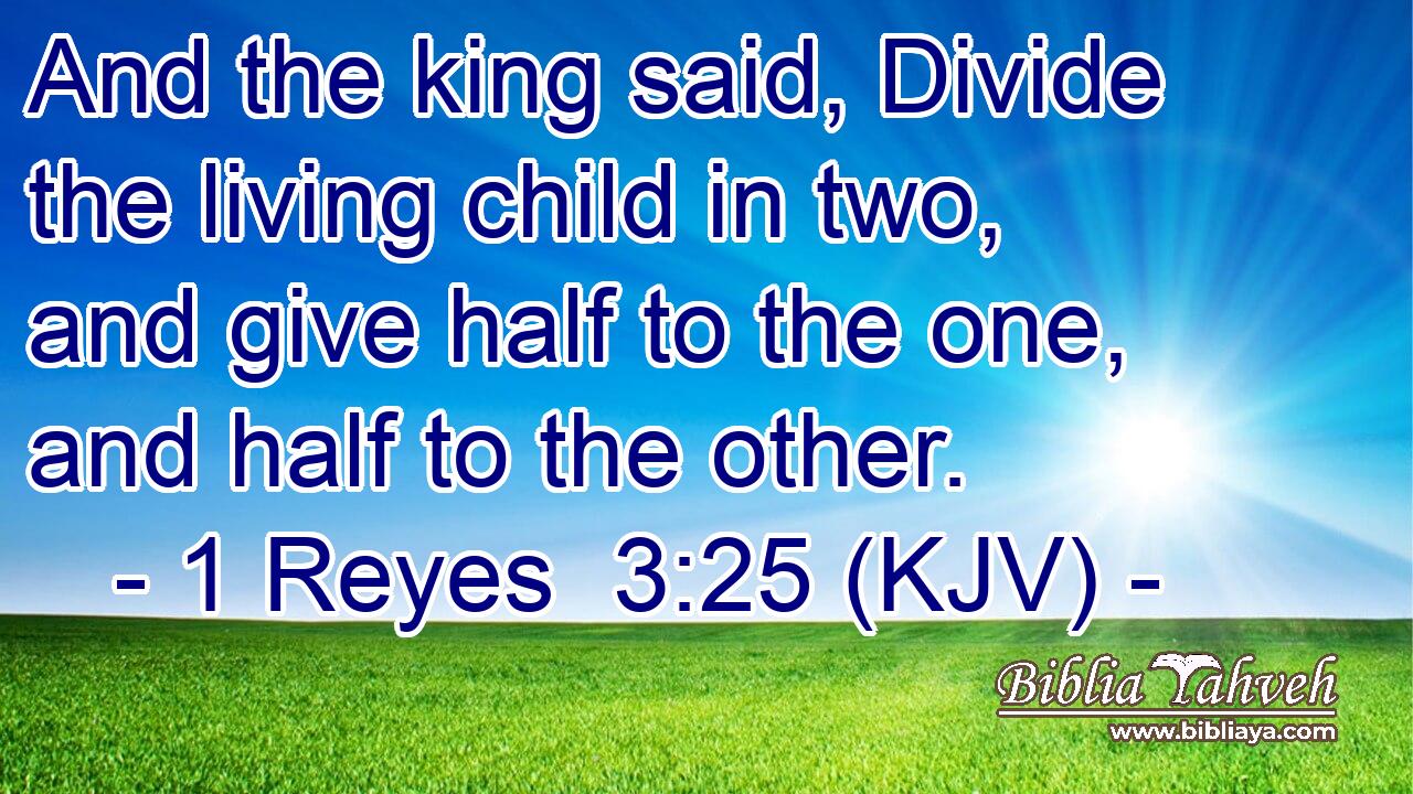 And the king said, Divide the living child in two, and give half to the one, and half to the other.