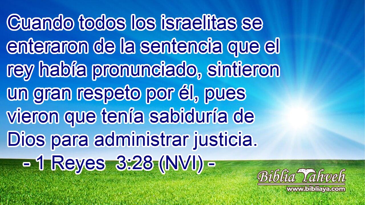  Cuando todos los israelitas se enteraron de la sentencia que el rey había pronunciado, sintieron un gran respeto por él, pues vieron que tenía sabiduría de Dios para administrar justicia. 