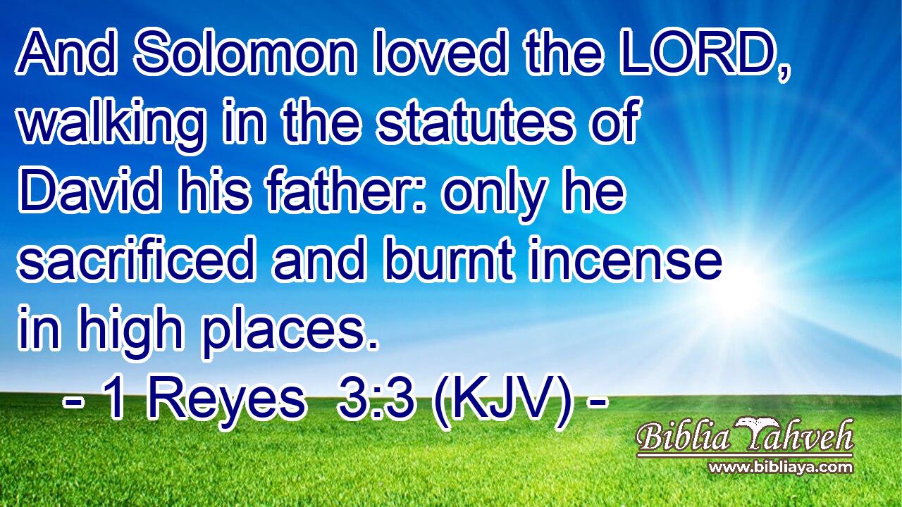 And Solomon loved the LORD, walking in the statutes of David his father: only he sacrificed and burnt incense in high places.