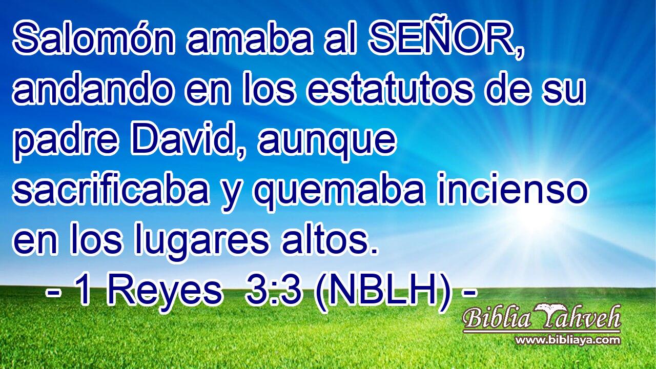  Salomón amaba al SEÑOR, andando en los estatutos de su padre David, aunque sacrificaba y quemaba incienso en los lugares altos. 