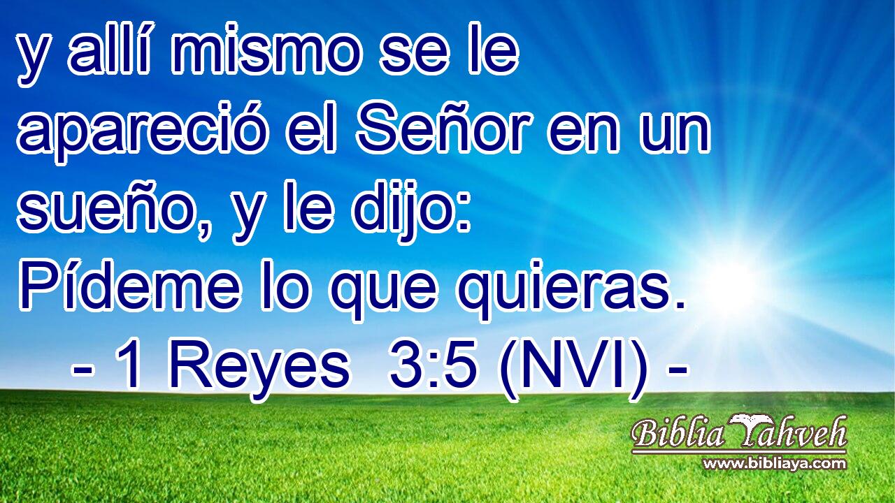 y allí mismo se le apareció el Señor en un sueño, y le dijo: Pídeme lo que quieras. 