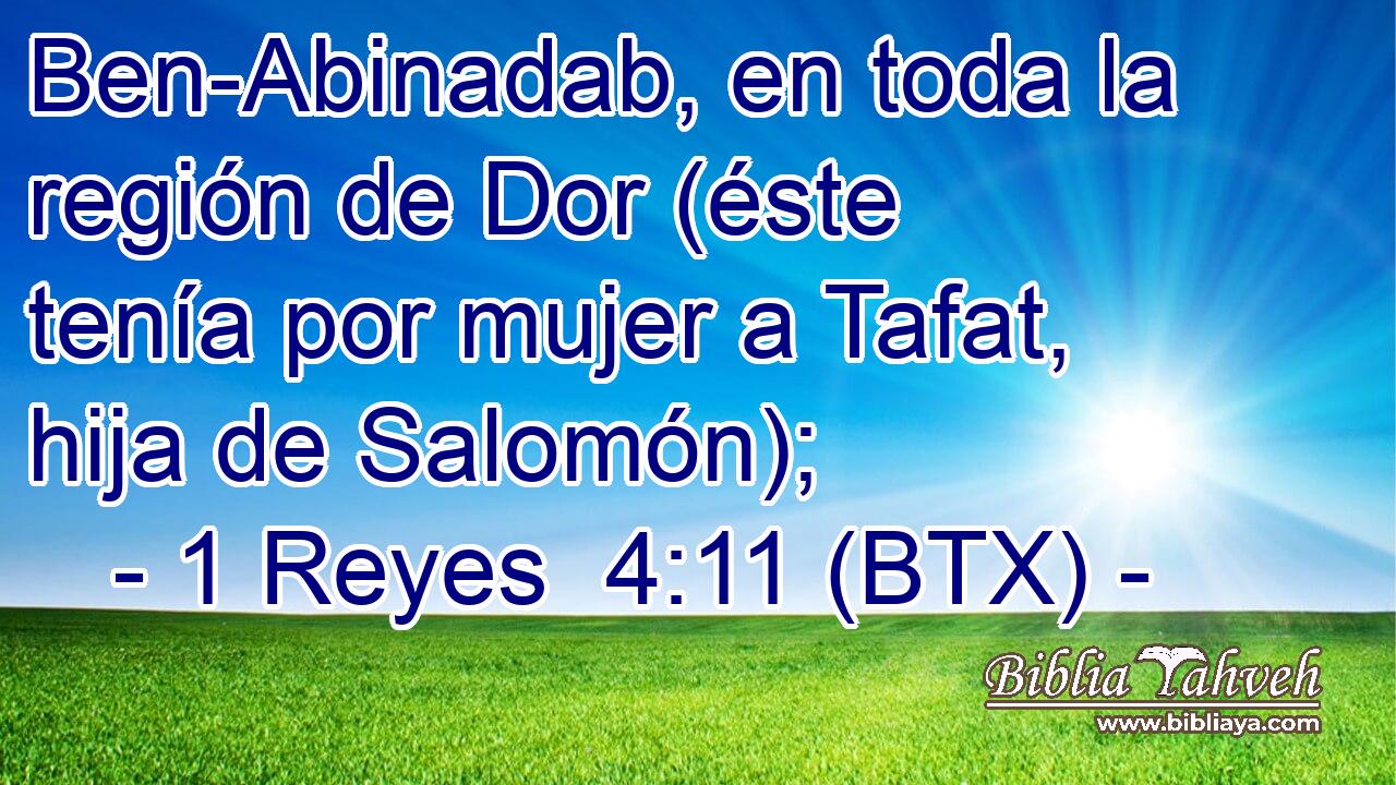 Ben-Abinadab, en toda la región de Dor (éste tenía por mujer a Tafat, hija de Salomón);