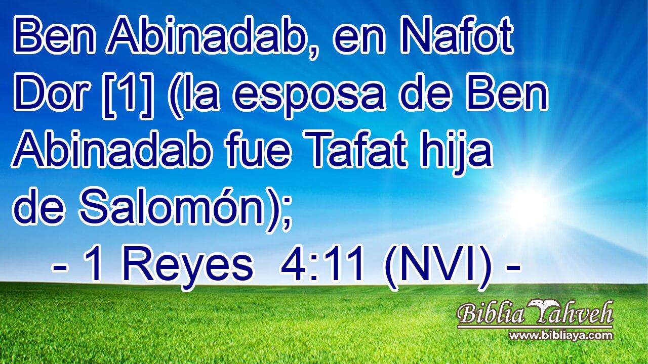  Ben Abinadab, en Nafot Dor [1] (la esposa de Ben Abinadab fue Tafat hija de Salomón); 