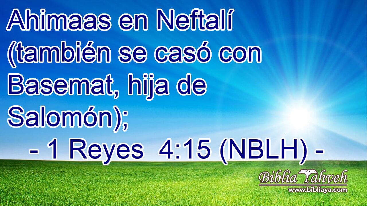  Ahimaas en Neftalí (también se casó con Basemat, hija de Salomón); 