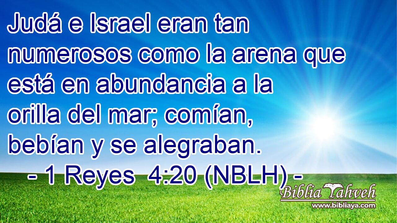  Judá e Israel eran tan numerosos como la arena que está en abundancia a la orilla del mar; comían, bebían y se alegraban. 