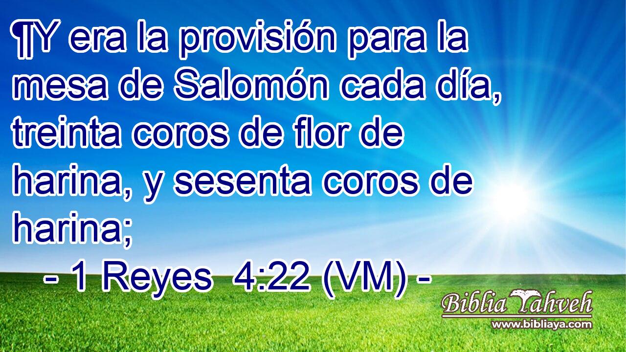  ¶Y era la provisión para la mesa de Salomón cada día, treinta coros de flor de harina, y sesenta coros de harina; 