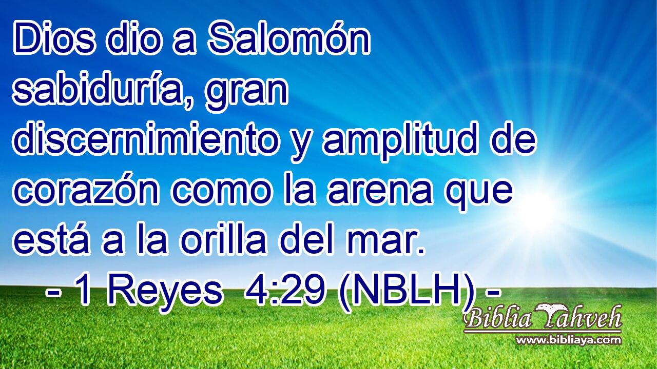  Dios dio a Salomón sabiduría, gran discernimiento y amplitud de corazón como la arena que está a la orilla del mar. 
