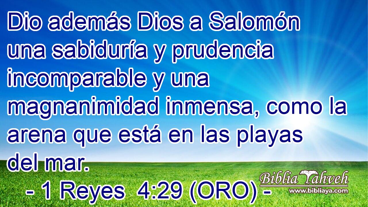  Dio además Dios a Salomón una sabiduría y prudencia incomparable y una magnanimidad inmensa, como la arena que está en las playas del mar. 