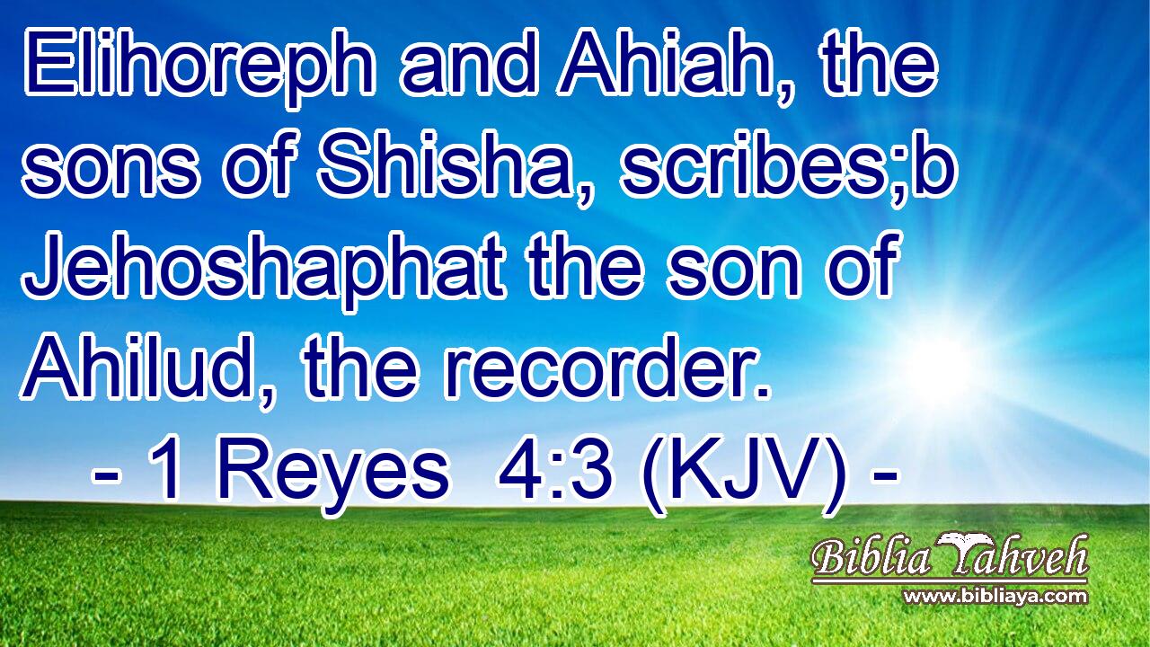 Elihoreph and Ahiah, the sons of Shisha, scribes;b Jehoshaphat the son of Ahilud, the recorder.