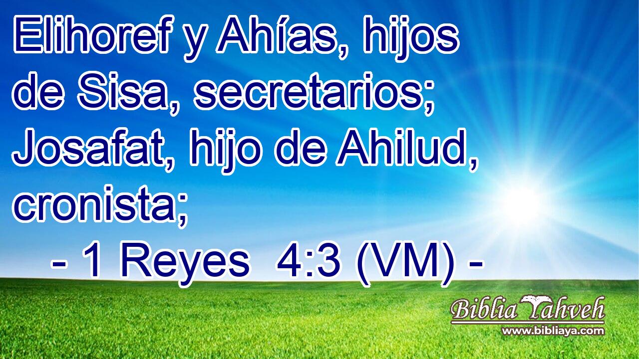 Elihoref y Ahías, hijos de Sisa, secretarios; Josafat, hijo de Ahilud, cronista; 