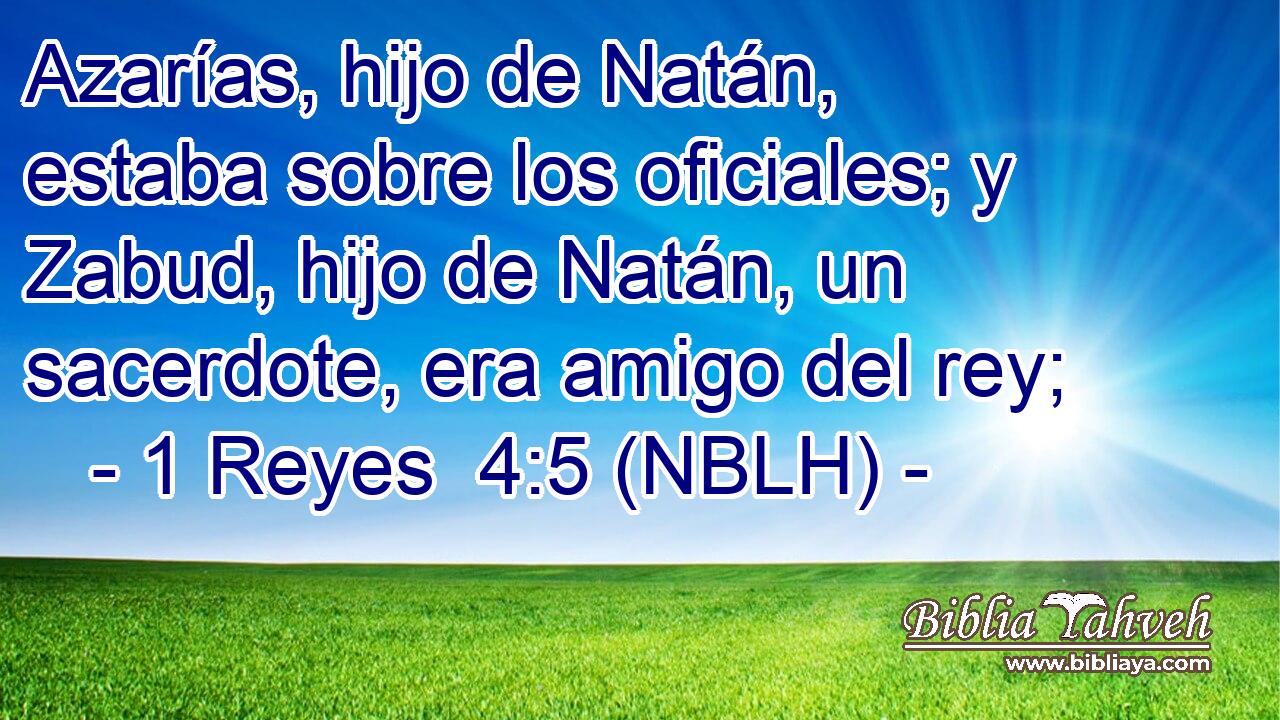  Azarías, hijo de Natán, estaba sobre los oficiales; y Zabud, hijo de Natán, un sacerdote, era amigo del rey; 