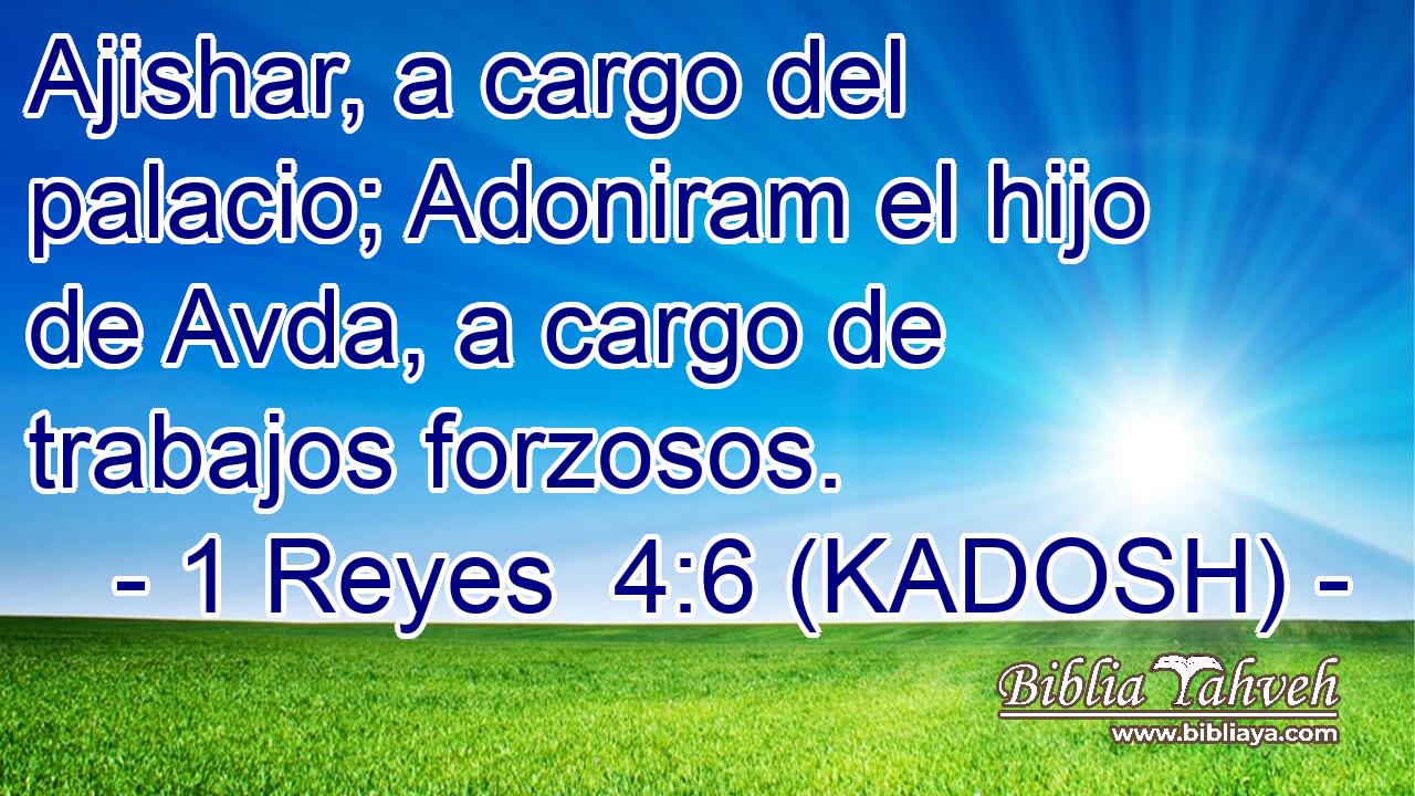 Ajishar, a cargo del palacio; Adoniram el hijo de Avda, a cargo de trabajos forzosos. 