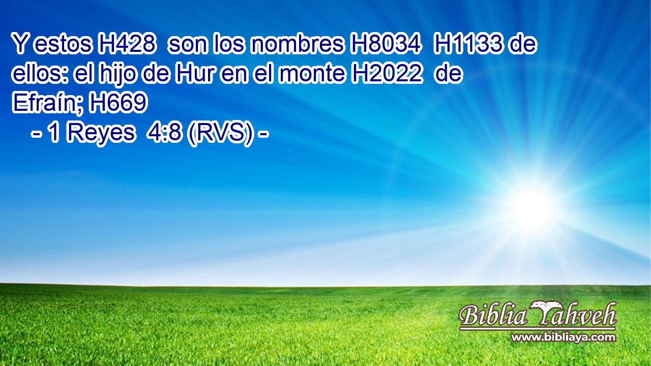 Y estos H428  son los nombres H8034  H1133 de ellos: el hijo de Hur en el monte H2022  de Efraín; H669  