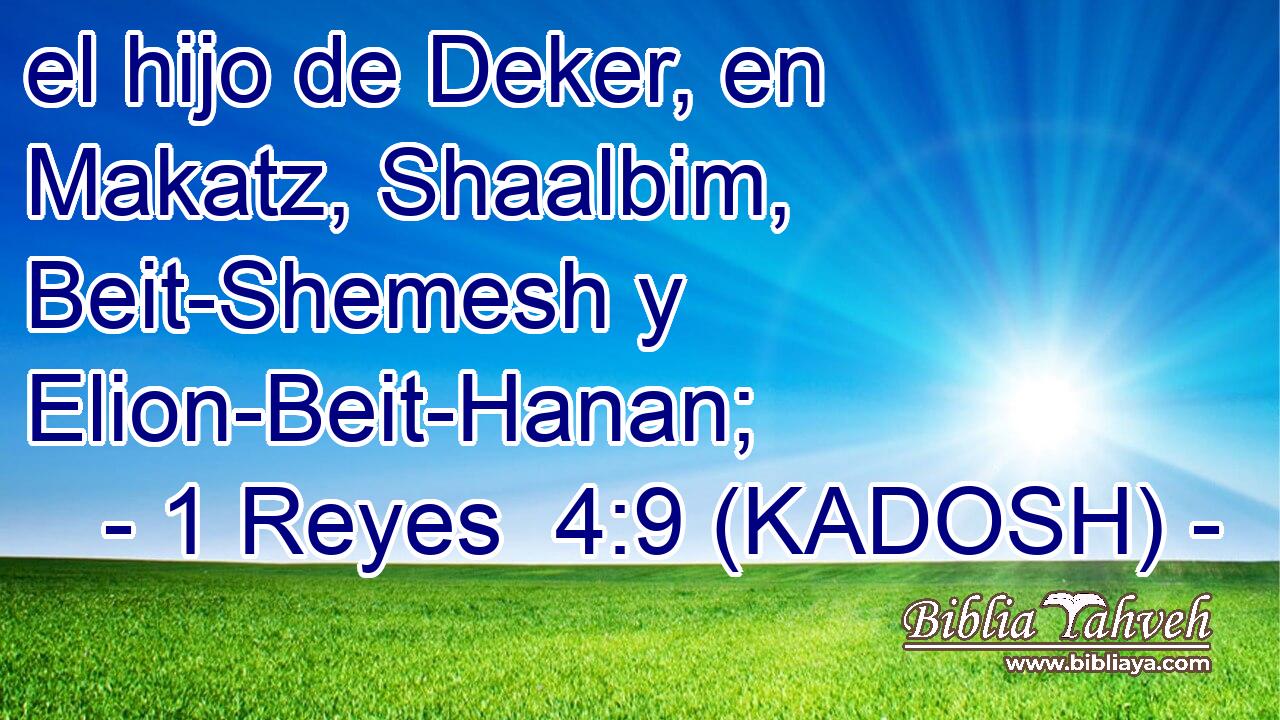  el hijo de Deker, en Makatz, Shaalbim, Beit-Shemesh y Elion-Beit-Hanan; 