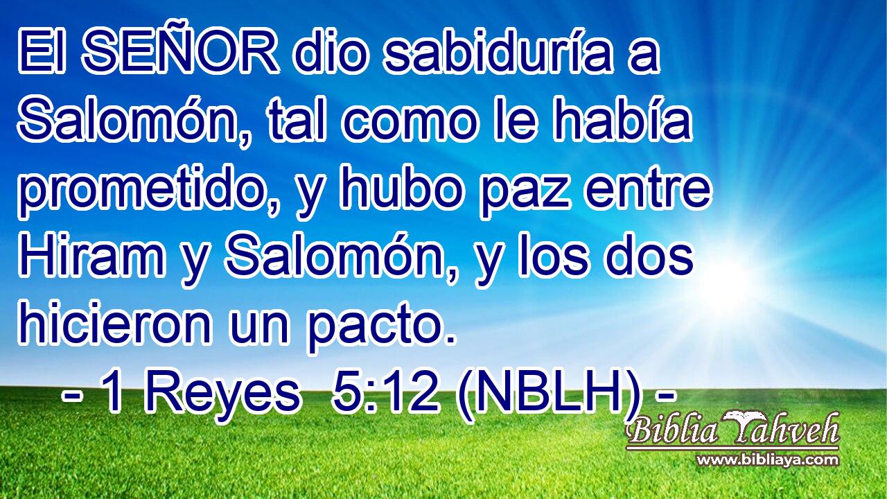  El SEÑOR dio sabiduría a Salomón, tal como le había prometido, y hubo paz entre Hiram y Salomón, y los dos hicieron un pacto. 