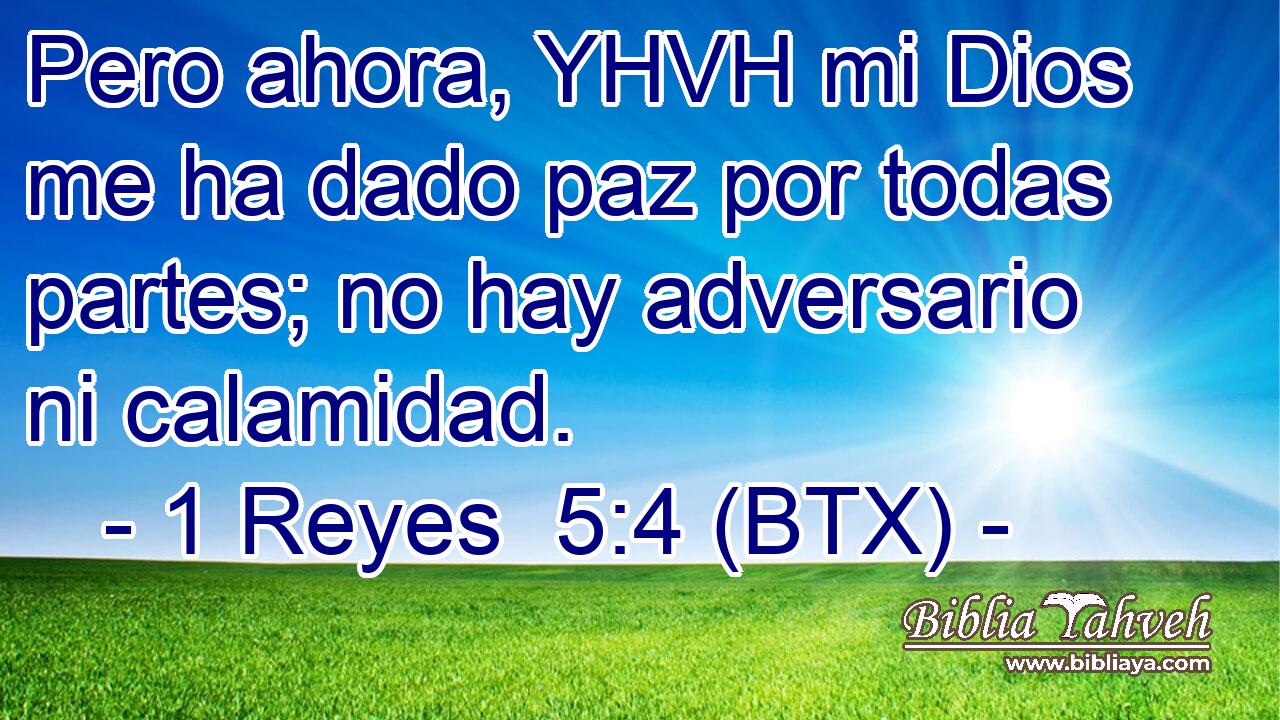 Pero ahora, YHVH mi Dios me ha dado paz por todas partes; no hay adversario ni calamidad.