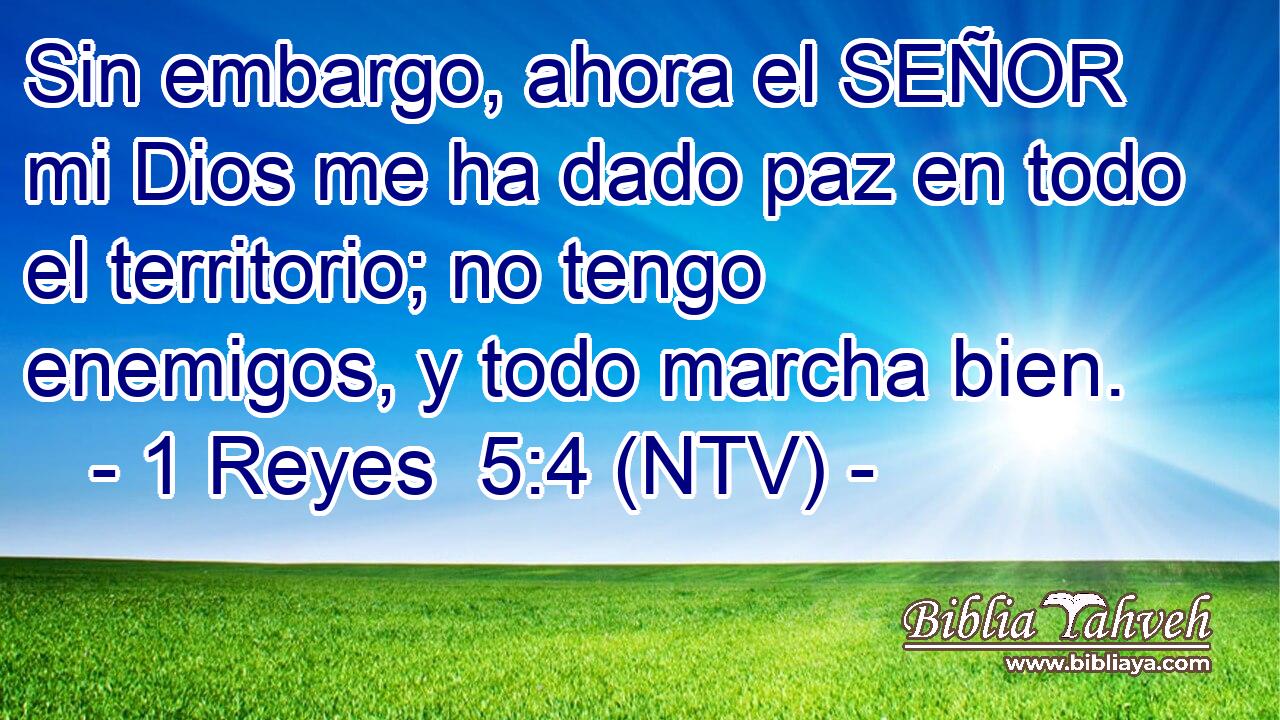 Sin embargo, ahora el SEÑOR mi Dios me ha dado paz en todo el territorio; no tengo enemigos, y todo marcha bien.