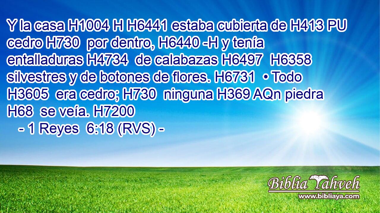 Y la casa H1004 H H6441 estaba cubierta de H413 PU cedro H730  por dentro, H6440 -H y tenía entalladuras H4734  de calabazas H6497  H6358 silvestres y de botones de flores. H6731  • Todo H3605  era cedro; H730  ninguna H369 AQn piedra H68  se veía. H7200  