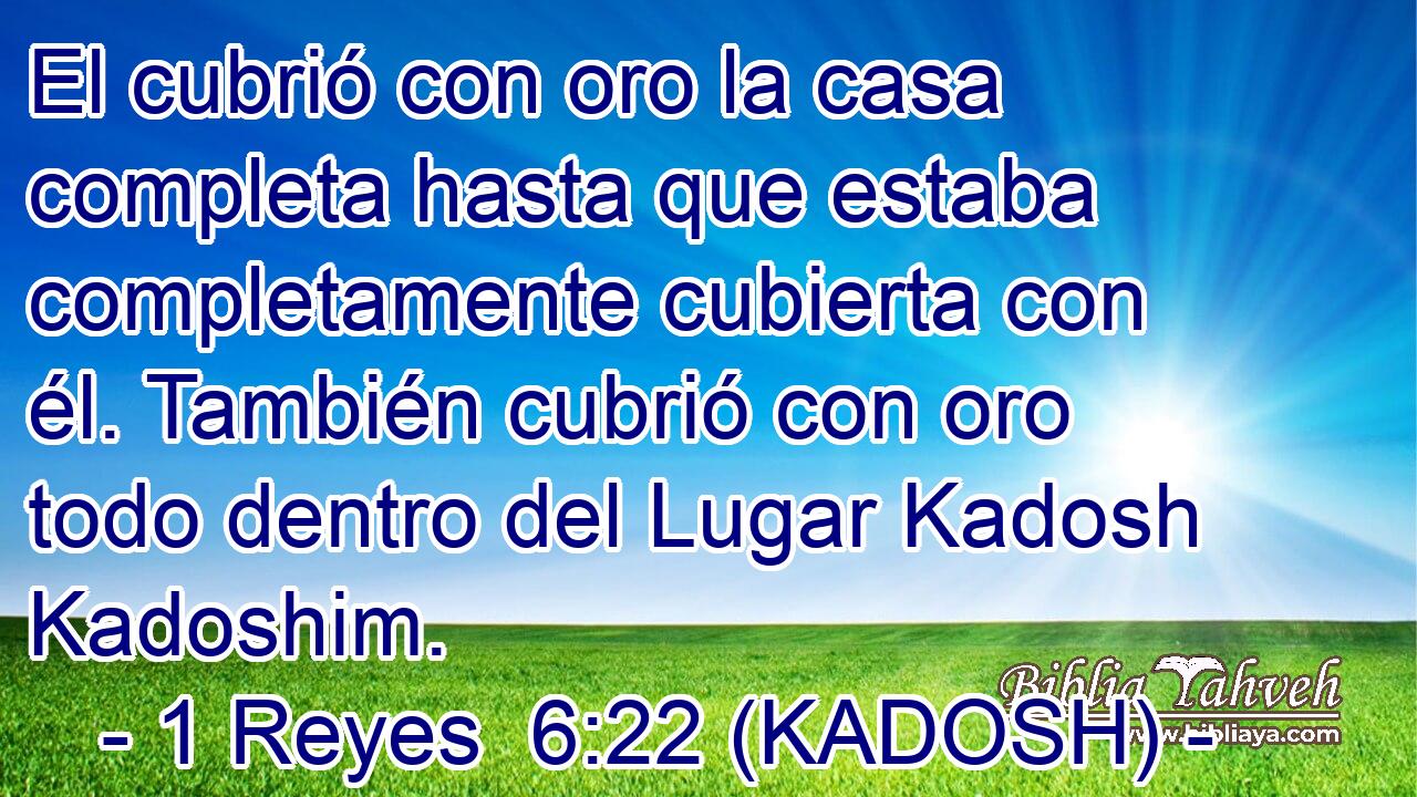 El cubrió con oro la casa completa hasta que estaba completamente cubierta con él. También cubrió con oro todo dentro del Lugar Kadosh Kadoshim. 