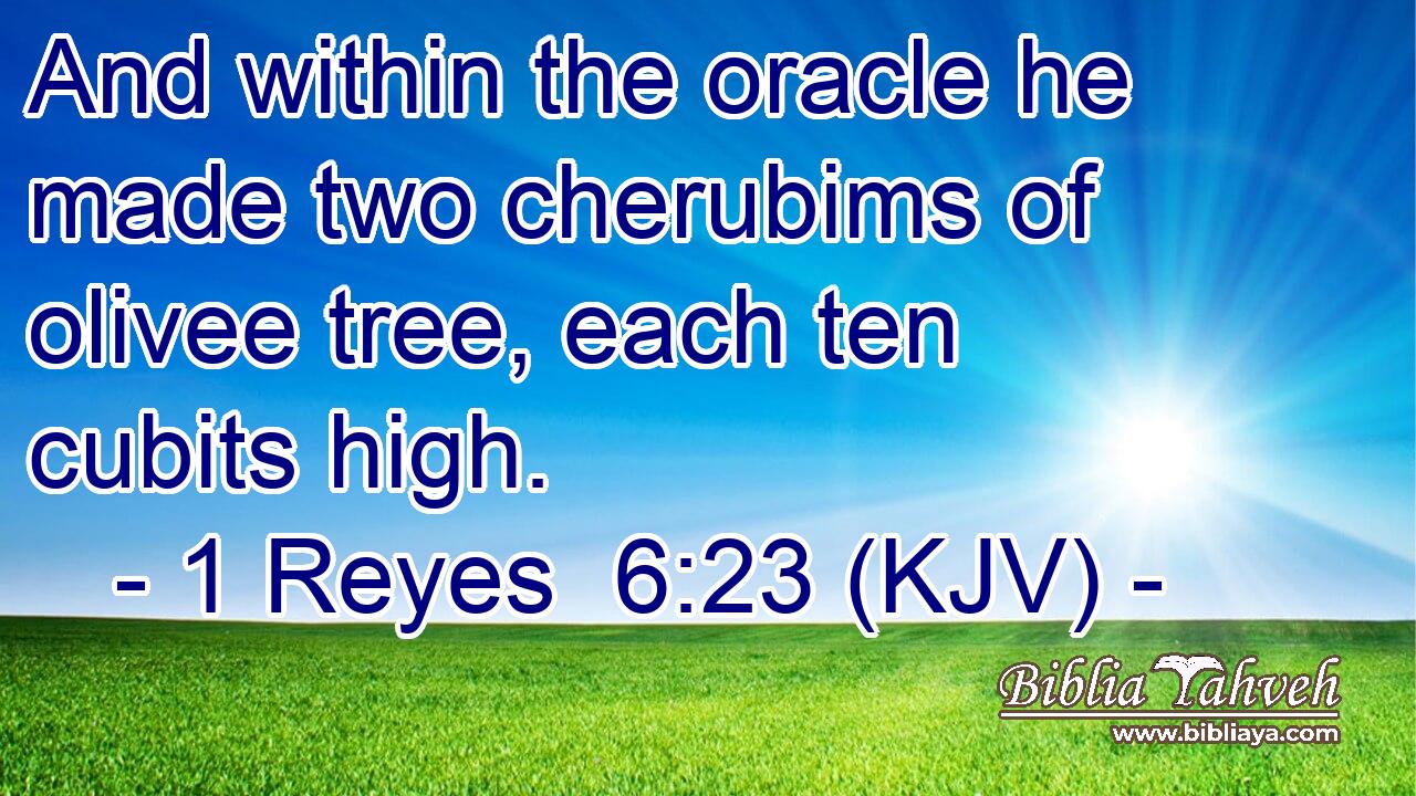 And within the oracle he made two cherubims of olivee tree, each ten cubits high.