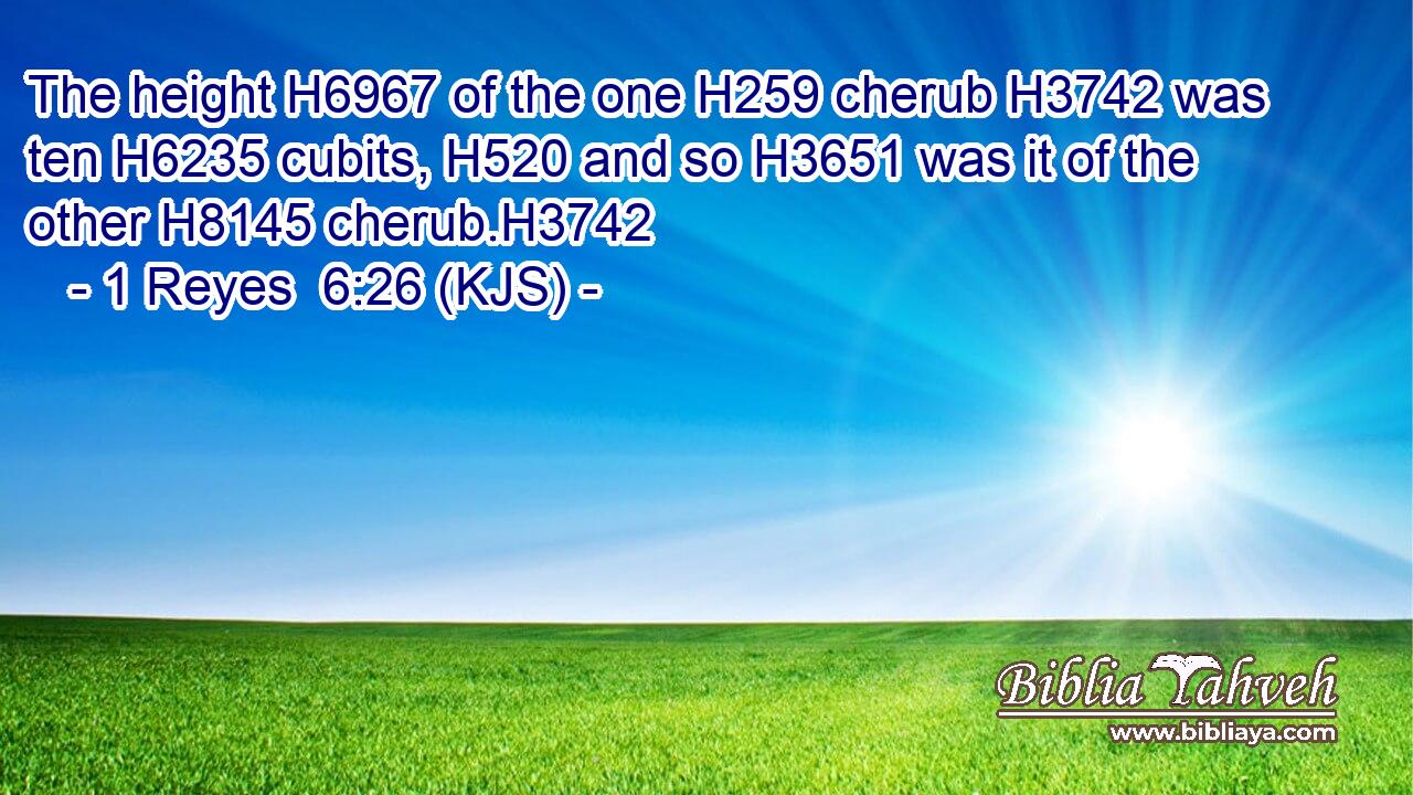 The height H6967 of the one H259 cherub H3742 was ten H6235 cubits, H520 and so H3651 was it of the other H8145 cherub.H3742