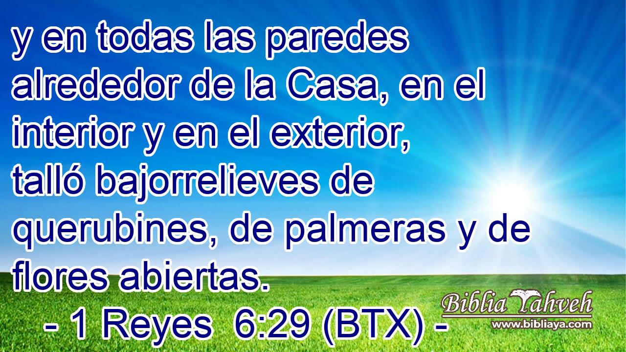 y en todas las paredes alrededor de la Casa, en el interior y en el exterior, talló bajorrelieves de querubines, de palmeras y de flores abiertas.