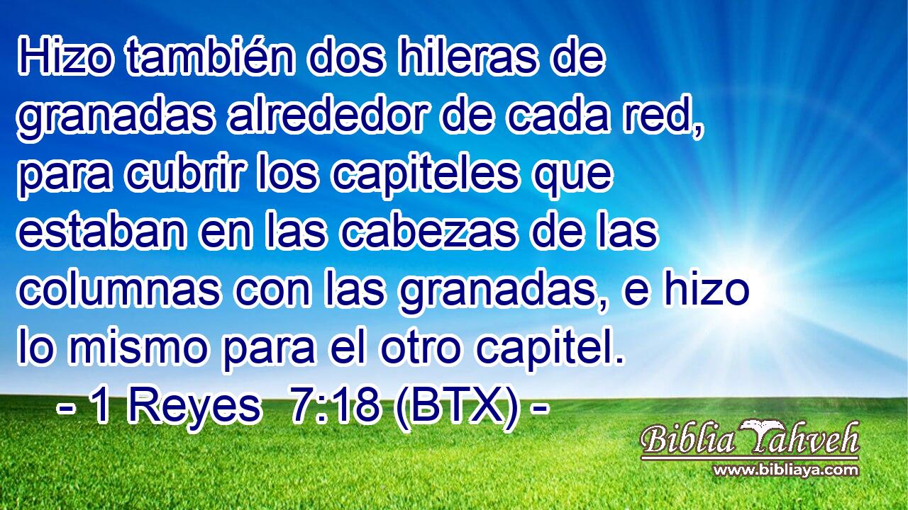Hizo también dos hileras de granadas alrededor de cada red, para cubrir los capiteles que estaban en las cabezas de las columnas con las granadas, e hizo lo mismo para el otro capitel.