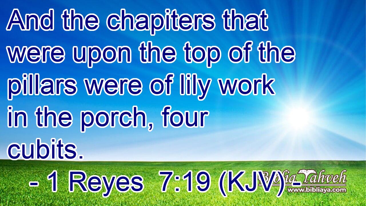 And the chapiters that were upon the top of the pillars were of lily work in the porch, four cubits.