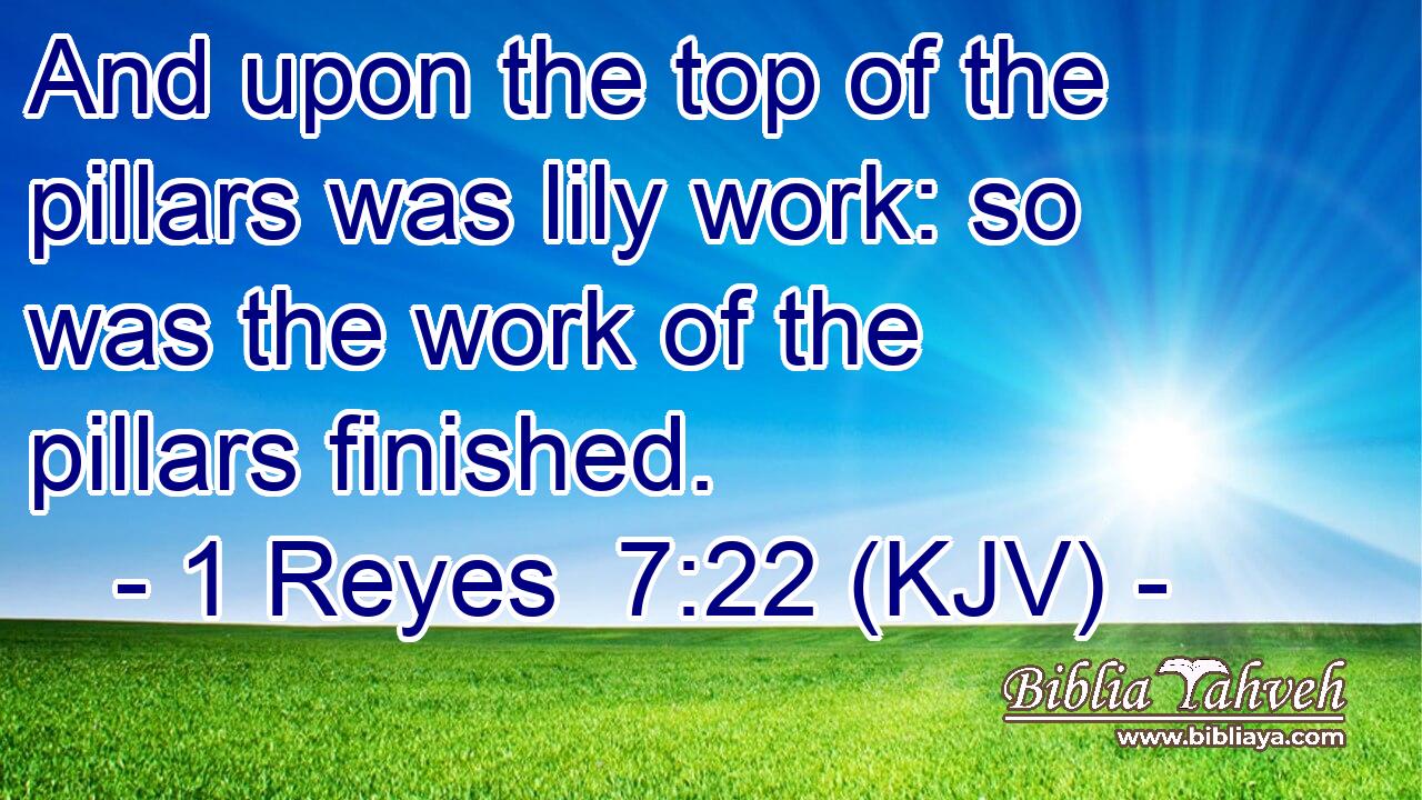 And upon the top of the pillars was lily work: so was the work of the pillars finished.