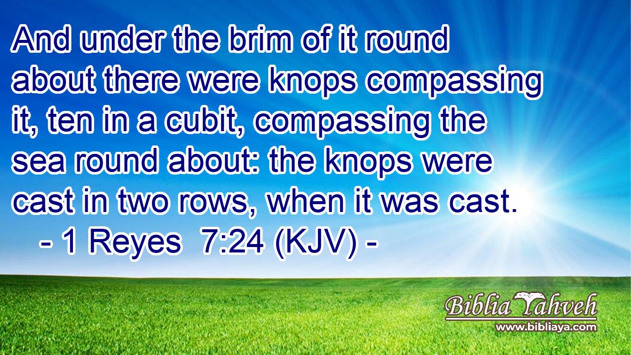 And under the brim of it round about there were knops compassing it, ten in a cubit, compassing the sea round about: the knops were cast in two rows, when it was cast.