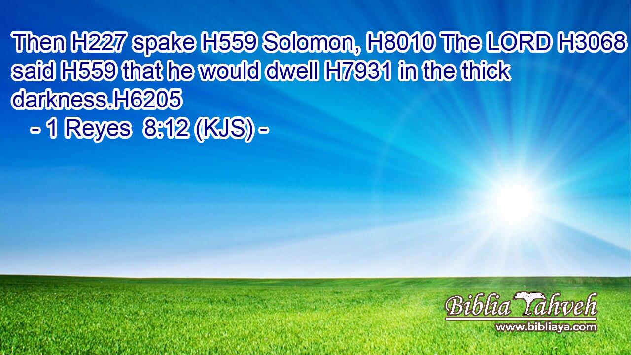 Then H227 spake H559 Solomon, H8010 The LORD H3068 said H559 that he would dwell H7931 in the thick darkness.H6205