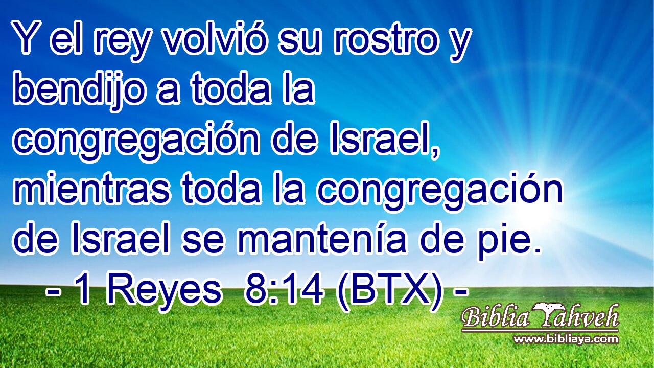 Y el rey volvió su rostro y bendijo a toda la congregación de Israel, mientras toda la congregación de Israel se mantenía de pie.