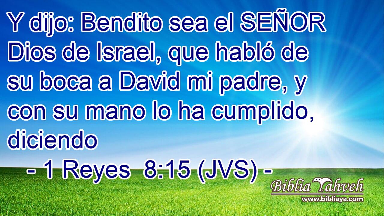 Y dijo: Bendito sea el SEÑOR Dios de Israel, que habló de su boca a David mi padre, y con su mano lo ha cumplido, diciendo