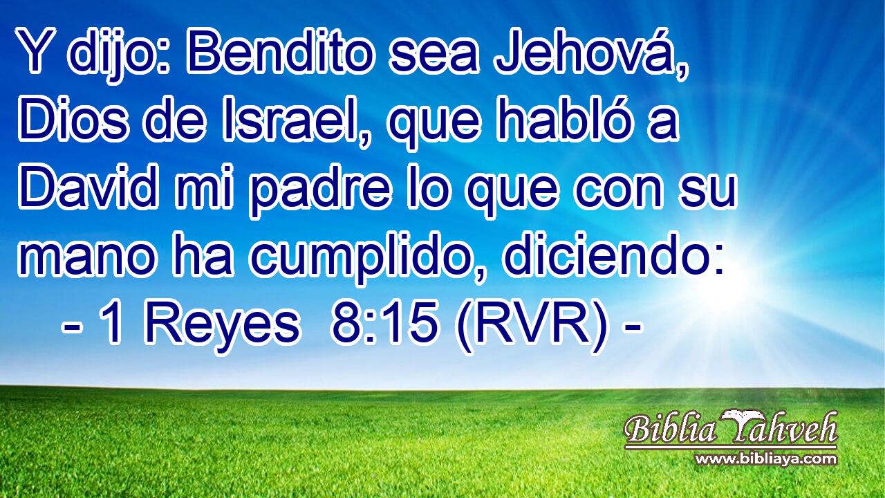 Y dijo: Bendito sea Jehová, Dios de Israel, que habló a David mi padre lo que con su mano ha cumplido, diciendo: