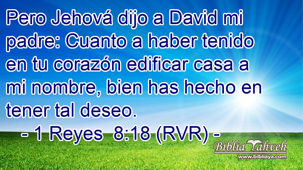 Pero Jehová dijo a David mi padre: Cuanto a haber tenido en tu corazón edificar casa a mi nombre, bien has hecho en tener tal deseo.