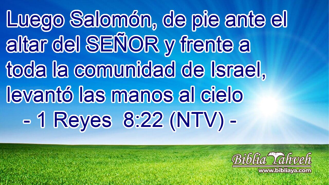 Luego Salomón, de pie ante el altar del SEÑOR y frente a toda la comunidad de Israel, levantó las manos al cielo