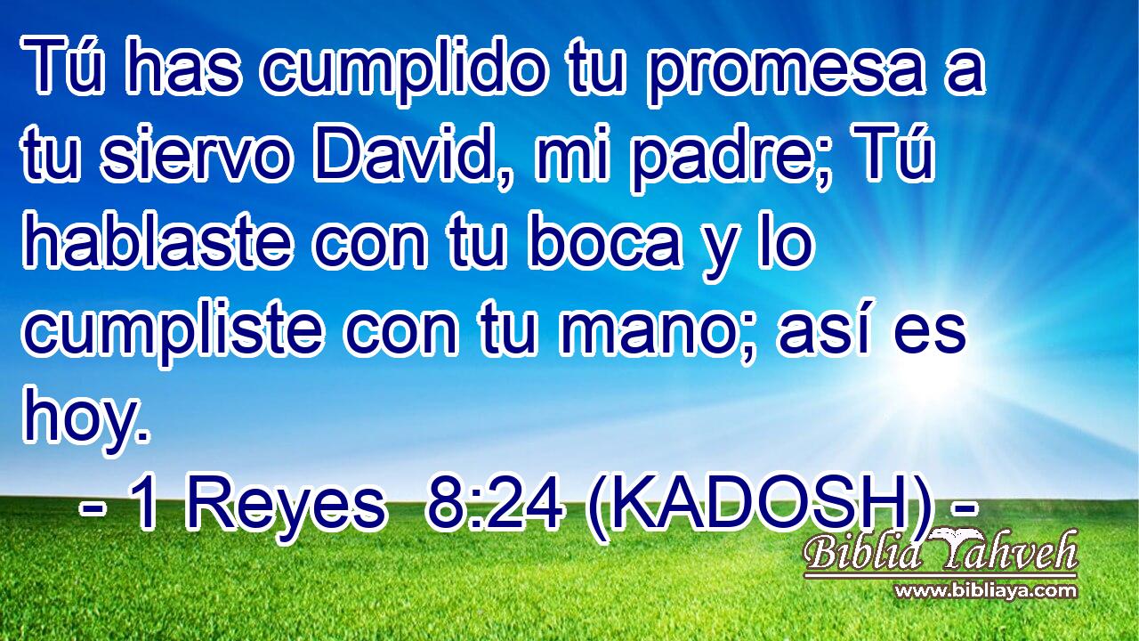  Tú has cumplido tu promesa a tu siervo David, mi padre; Tú hablaste con tu boca y lo cumpliste con tu mano; así es hoy. 