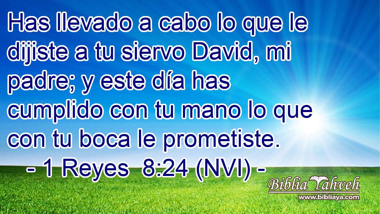  Has llevado a cabo lo que le dijiste a tu siervo David, mi padre; y este día has cumplido con tu mano lo que con tu boca le prometiste. 