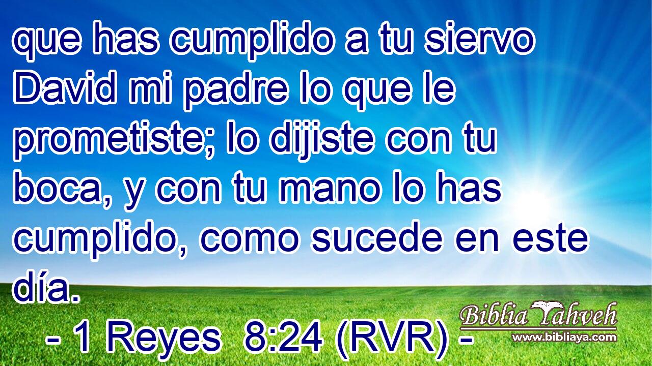 que has cumplido a tu siervo David mi padre lo que le prometiste; lo dijiste con tu boca, y con tu mano lo has cumplido, como sucede en este día.