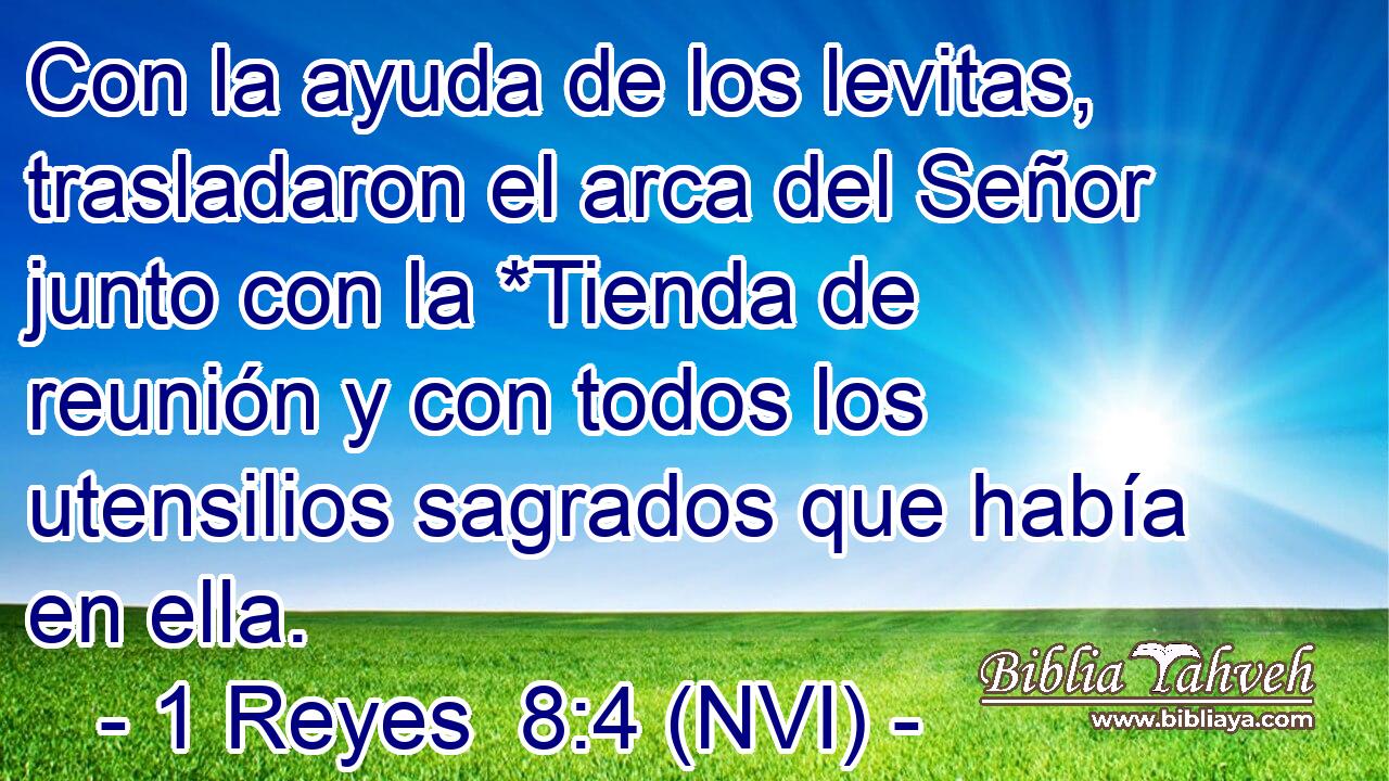  Con la ayuda de los levitas, trasladaron el arca del Señor junto con la *Tienda de reunión y con todos los utensilios sagrados que había en ella. 