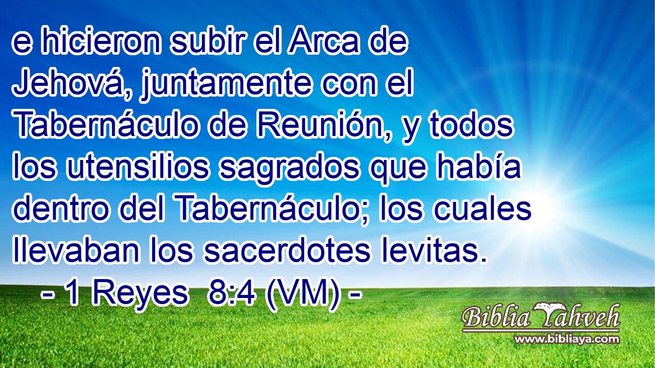 e hicieron subir el Arca de Jehová, juntamente con el Tabernáculo de Reunión, y todos los utensilios sagrados que había dentro del Tabernáculo; los cuales llevaban los sacerdotes levitas. 