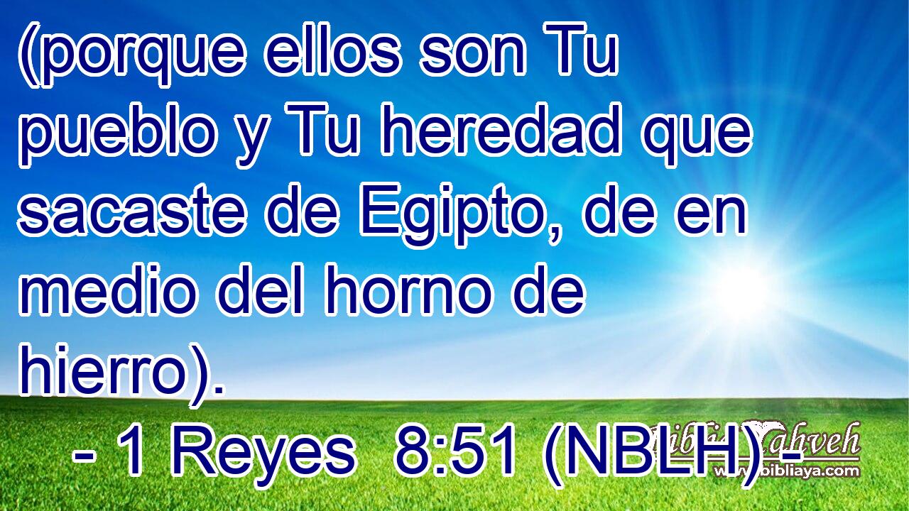  (porque ellos son Tu pueblo y Tu heredad que sacaste de Egipto, de en medio del horno de hierro). 