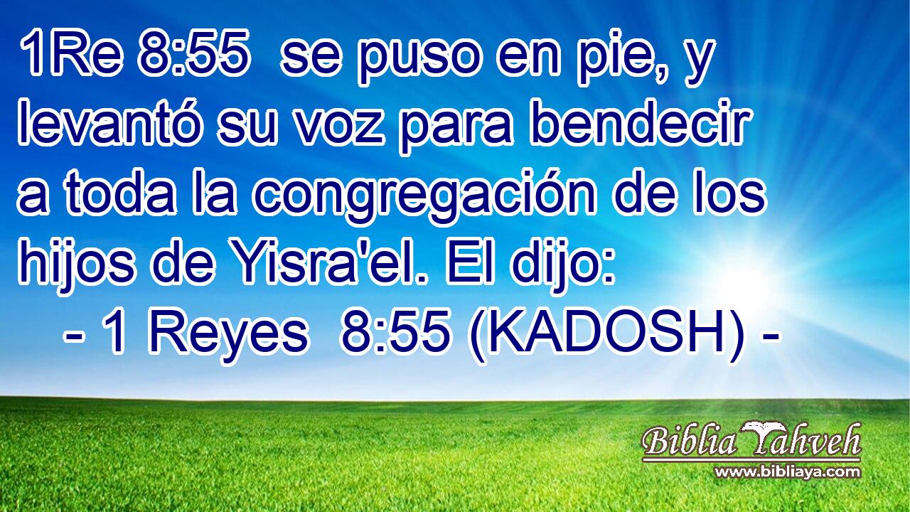  se puso en pie, y levantó su voz para bendecir a toda la congregación de los hijos de Yisra'el. El dijo: 