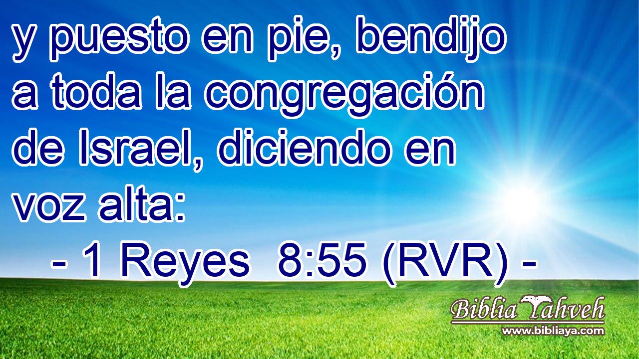 y puesto en pie, bendijo a toda la congregación de Israel, diciendo en voz alta: