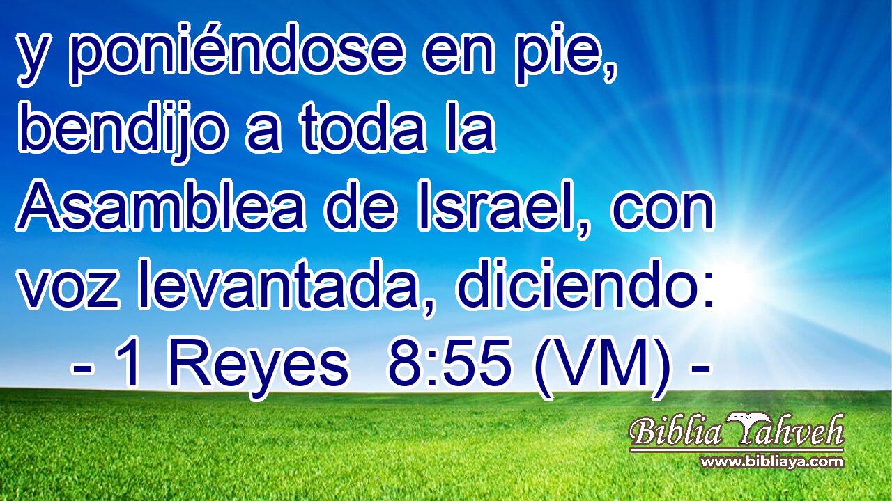  y poniéndose en pie, bendijo a toda la Asamblea de Israel, con voz levantada, diciendo: 