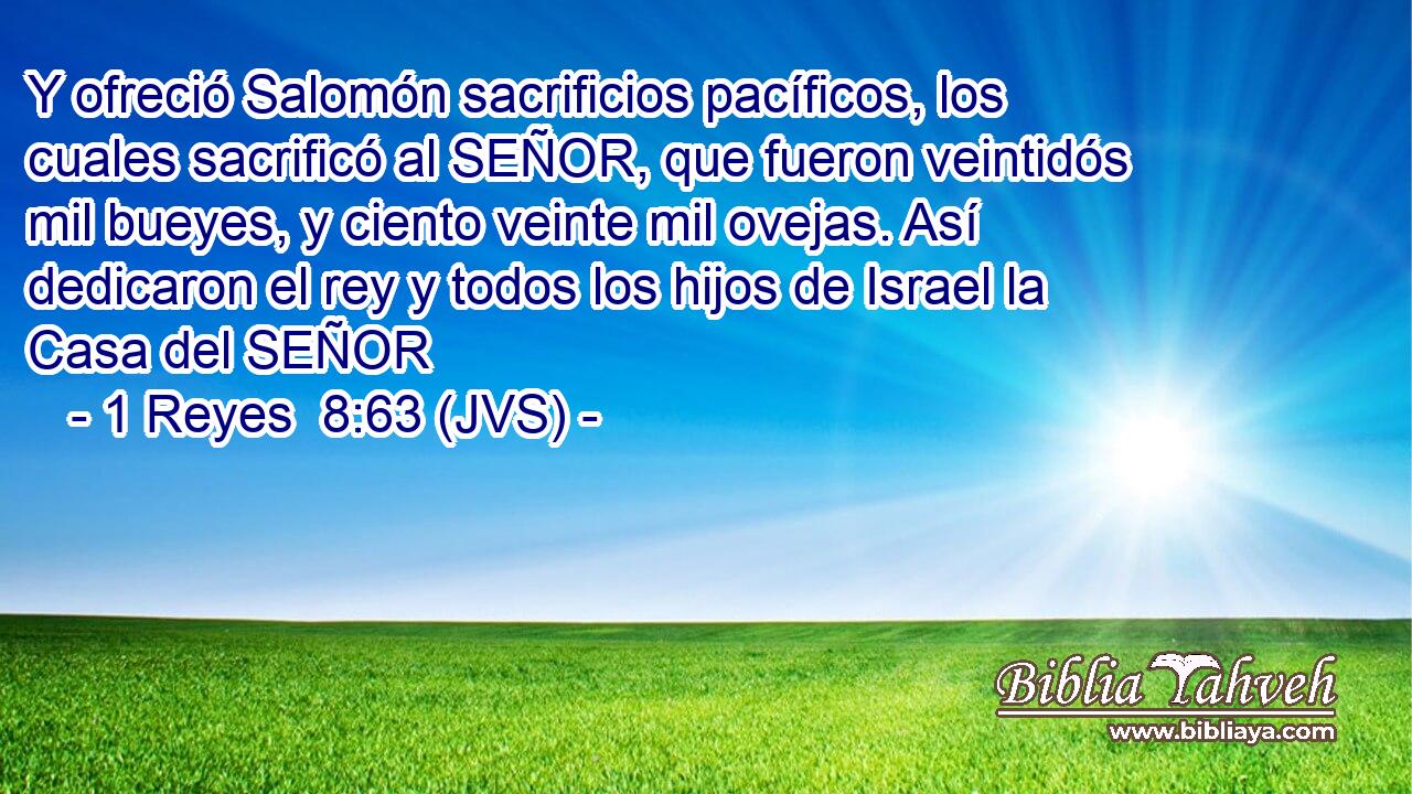 Y ofreció Salomón sacrificios pacíficos, los cuales sacrificó al SEÑOR, que fueron veintidós mil bueyes, y ciento veinte mil ovejas. Así dedicaron el rey y todos los hijos de Israel la Casa del SEÑOR